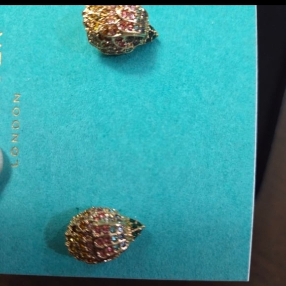 Kurt Geiger Gold-Tone Multicolored Crystal Teardrop Stud Earrings - Picture 4 of 6